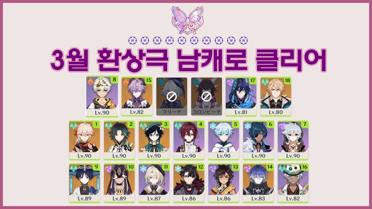 원신 현실 속 환상극 3월 초월난이도 + 남캐로 클리어 / Genshin Imaginarium Theater Visionary Mode Act 10 (Use only male)