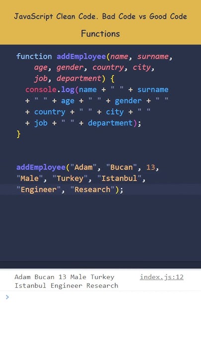 JavaScript Shorts · Clean Coding Best Practices · Functions - YouTube