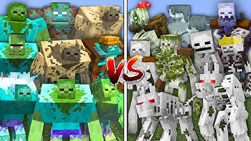 ALL MUTANT ZOMBIE TEAM vs ALL MUTANT SKELETON TEAM in MINECRAFT MOB BATTLE