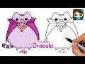 How to Draw Dracula Pusheen Eating Donut | Halloween