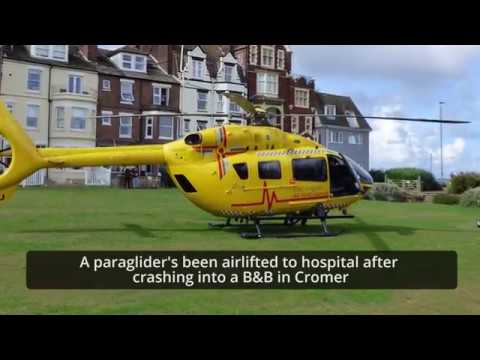 gt yarmouth college Paraglider seriously injured after crashing into Cromer B&B