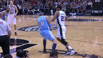 Tim Duncan smacks Birdman in the face, then dunks on him (Mar. 4, 2012)