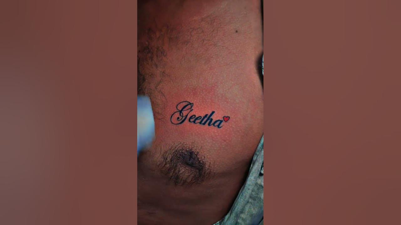 Geetha Name Tattoo heart #luckysingh - YouTube