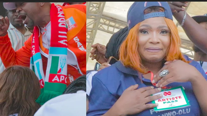 Mc Oluomo, Laide Bakare Show Off Their Dance Moves At Rally For Tinubu As President & Sanwo olu