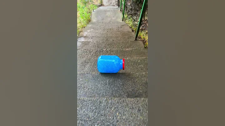 Rolling colorfull bottle on the stair 🌈👻 #asmr #crushingsoftthings #crushingcrunchythings