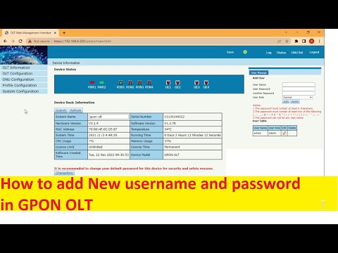 How to add New username and password in GPON OLT