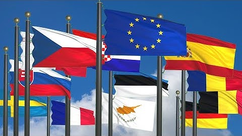 European Union Flags waving in Dynamic animation