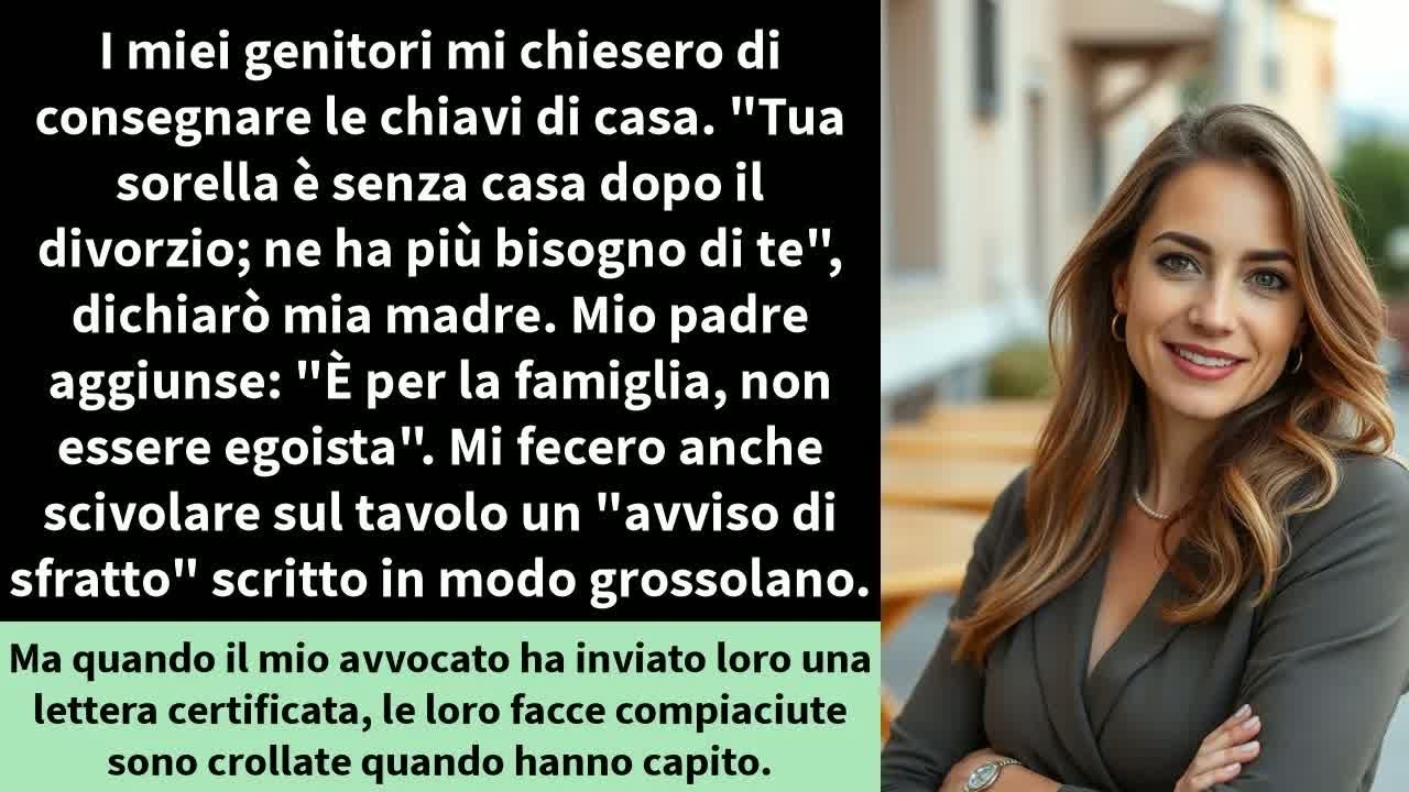 I miei genitori mi chiesero di consegnare le chiavi di casa. ＂Tua sorella è senza casa dopo il