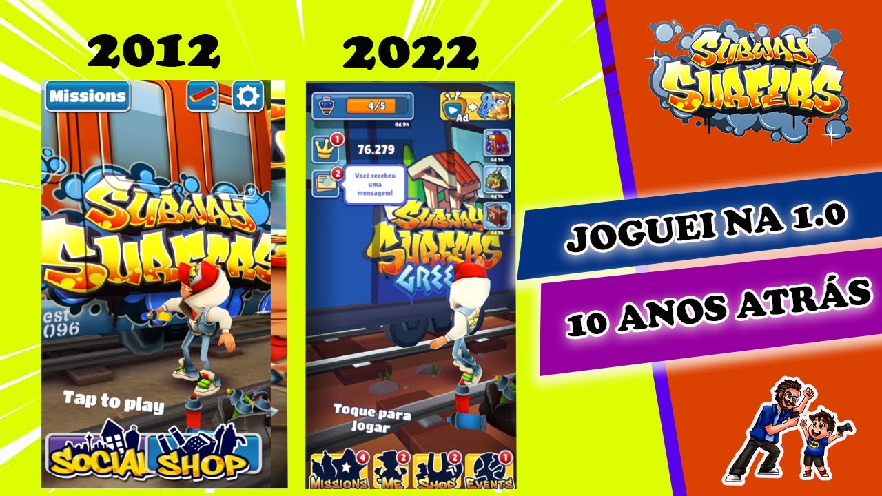 É inscrivel a primeira versão do Subway Surfers 1.0.1 de 2012