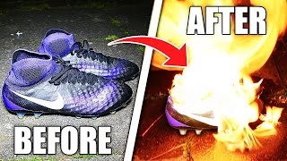 BURNING $300 FOOTBALL BOOTS PRANK!! *EXTREMELY DANGEROUS*
