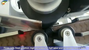 Lavender oil bottle labeling machine丨Automatic three rolls fixed position sticker labeling machine