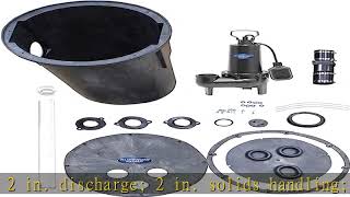Superior Pump 93015-U Cast Iron Tethered Float Switch Sewage Pump with Basin Kit, 1/2 HP, Black