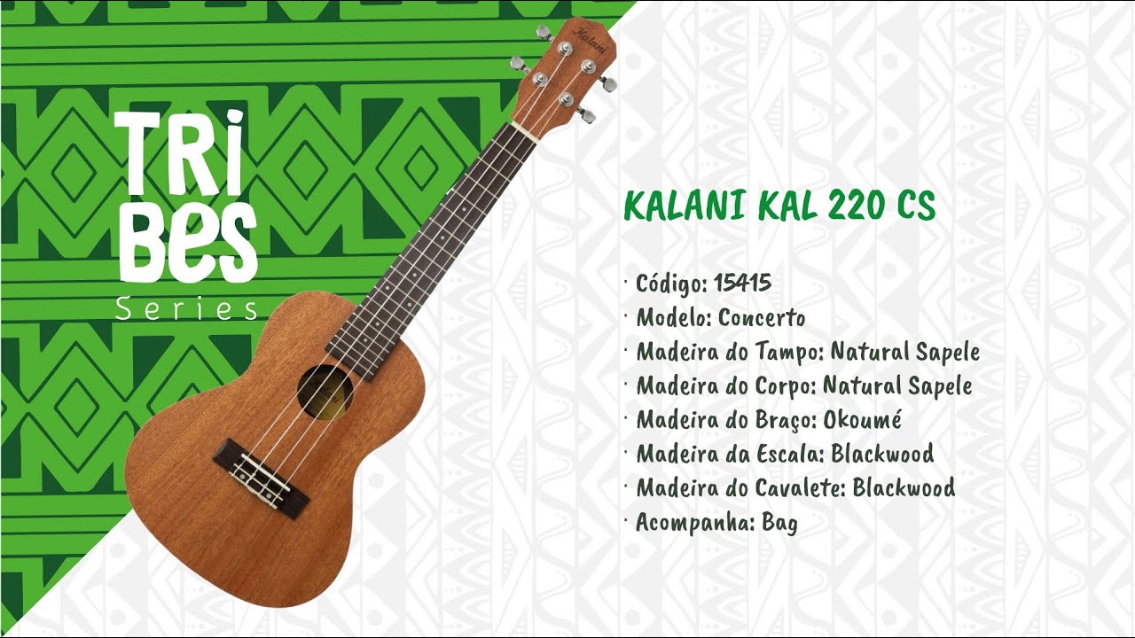 Ukulele Soprano 21 Kalani Tribes Series KAL 220 SS com Bag