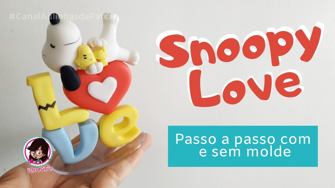 Snoopy LOVE passo a passo com e sem molde