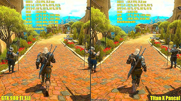 Titan X Pascal Vs GTX 980 TI SLI 1440p The Witcher 3 Maxed Out Frame Rate Comparison