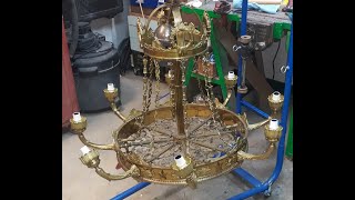 Converting a Gas Chandelier to US Wiring in the Secret Underground Laboratory Recovery \& Salvage