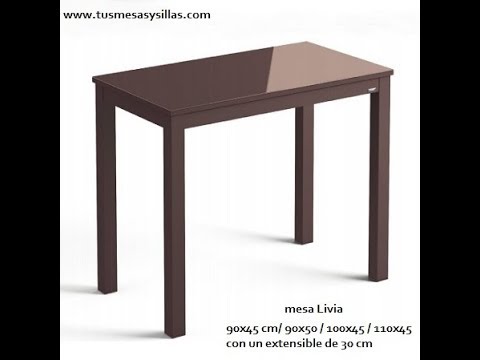 mesa pequeña, estrecha y extensible Livia con fondo 45 cm en stock