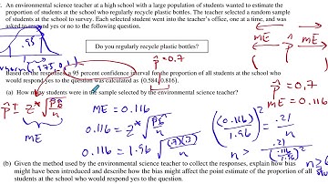AP Stats FRQ 2018 #2 Walkthrough Confidence Interval Bias