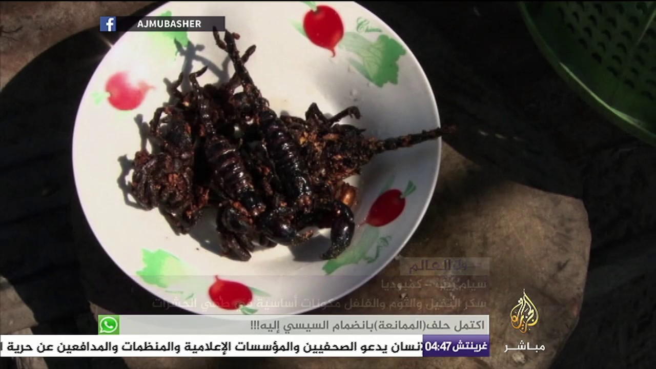 الثوم والفلفل وسكر النخيل أبرز توابل طهي الحشرات في كمبوديا