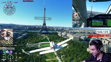 Flying Over Eiffel Tower Paris City Microsoft Flight Simulator 2020