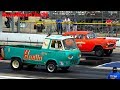 Old school muscle cars 60s GASSERS drag racing at Byron Dragway