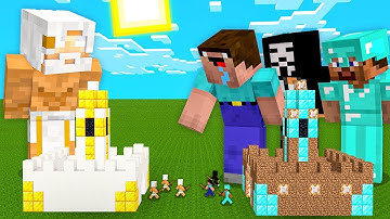 Minecraft NOOB vs PRO: BATTLE ONE BLOCK INSIDE CASTLE HACKER GOD IN VILLAGE! 100% TROLLING 1 BLOCK