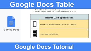 How to use Google Docs table | Insert and designs table in google docs