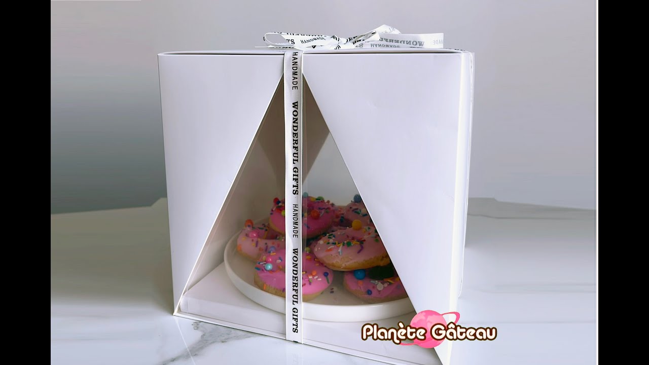 Boîte a gâteau carrée transparente avec poignée 24x16cm - Planète Gateau