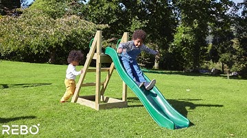Rebo Free Standing Garden Wave Slide with Wooden Platform - 6Ft Slide