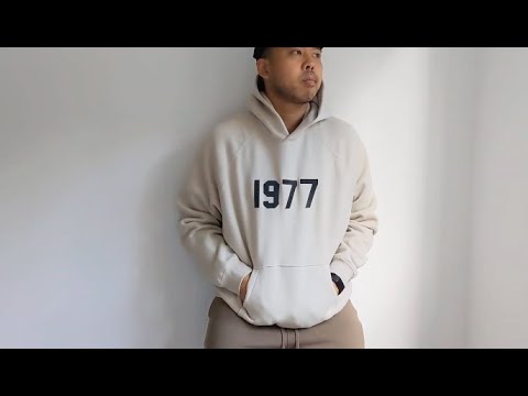 Fear of God Essentials 1977 Hoodie Wheat - Up Close and Sizing Fitting Guide