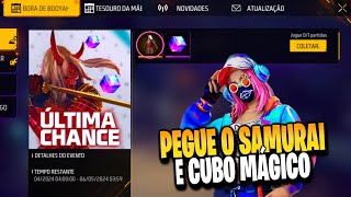 CORRE!! PRÊMIOS GRÁTIS, PEGUE O CUBO MÁGICO, SAMURAI ZUMBI E DESCONTO ROYALES? NOVIDADES FREE FIRE