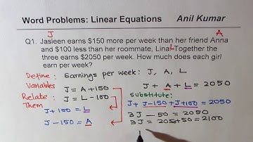Word Problems 2 Variables Linear Equations: Part 1 - EDEXCEL - GCSE - SAT