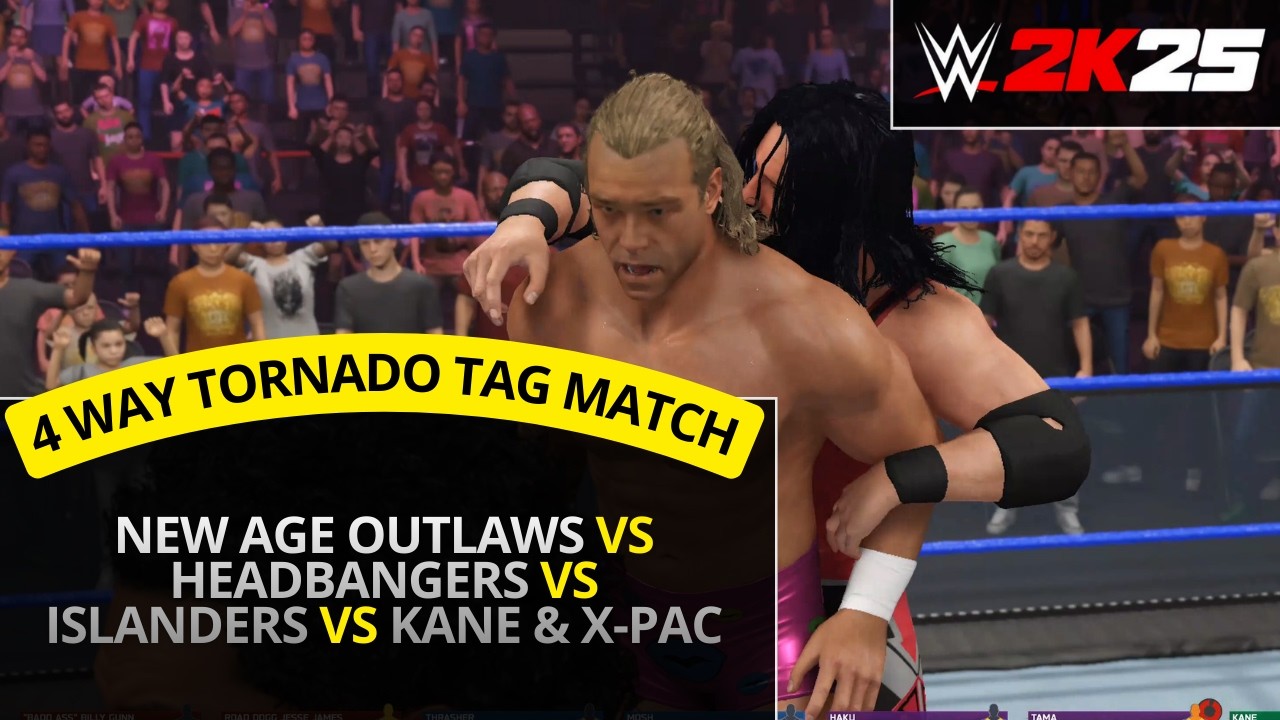 WWE 2K25 – New Age Outlaws vs Headbangers vs Islanders vs Kane & X-Pac (4 Way Tornado Tag)