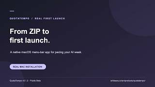 Install QuotaTempo on Mac — ZIP to first launch (v0.1.3)
