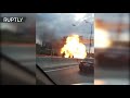 Момент взрыва автомобиля на МКАД попал на видео