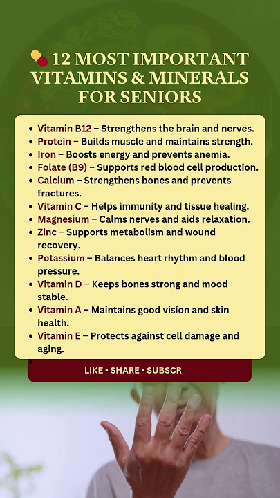 💊 Top 12 Vitamins & Minerals Seniors Need Most