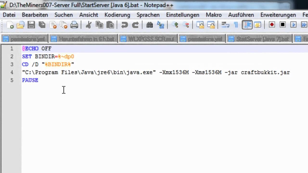 Startserver Bat Fur Euren Bukkit Server Zum Download Youtube