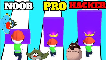 NOOB vs PRO vs HACKER in Stack Run | Oggy & The Cockroaches Oggy Jack Game Video Oggy Jack Bob