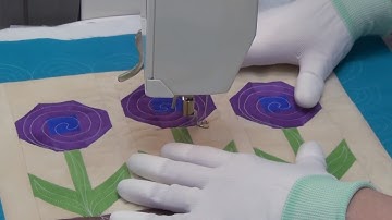 Machine Quilting a Pansy Patch Quilt Block - Beginner Quilting Tutorial with Leah Day