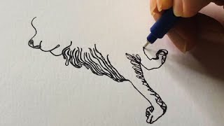 動物イラスト ライオンの描き方 一筆書きでライオンのイラストを30分で仕上げてみたら百獣の王へ One Line Art Challenge Youtube
