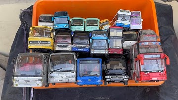 Lets pick box with realistic diecast model bus collection,mercedese,toyota,Review koleski bus mobil