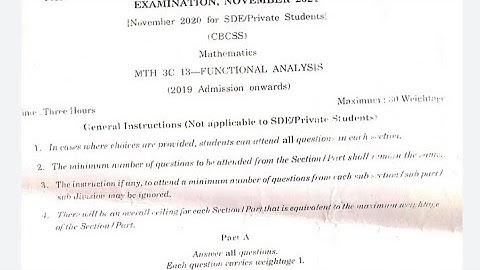 Functional Analysis |Previous yr Question paper |Third semester| Msc Mathematics |
