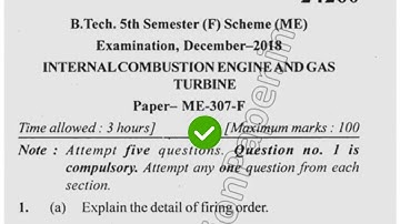2018 Mdu BTech ME 5th Sem Internal Combustion Engine & Gas Turbine Question Paper
