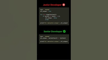 Python Code Comparison: Unique Character Check - Set vs Loop #Python #CodingTips