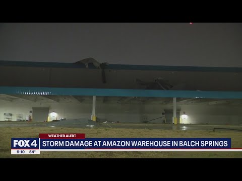 Storm damage at Amazon warehouse in Balch Springs