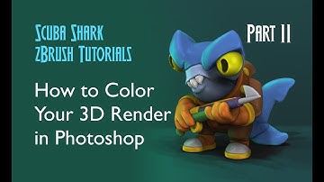 Coloring a 3D Model Render in Photoshop - Scuba Shark Tutorial PART 11