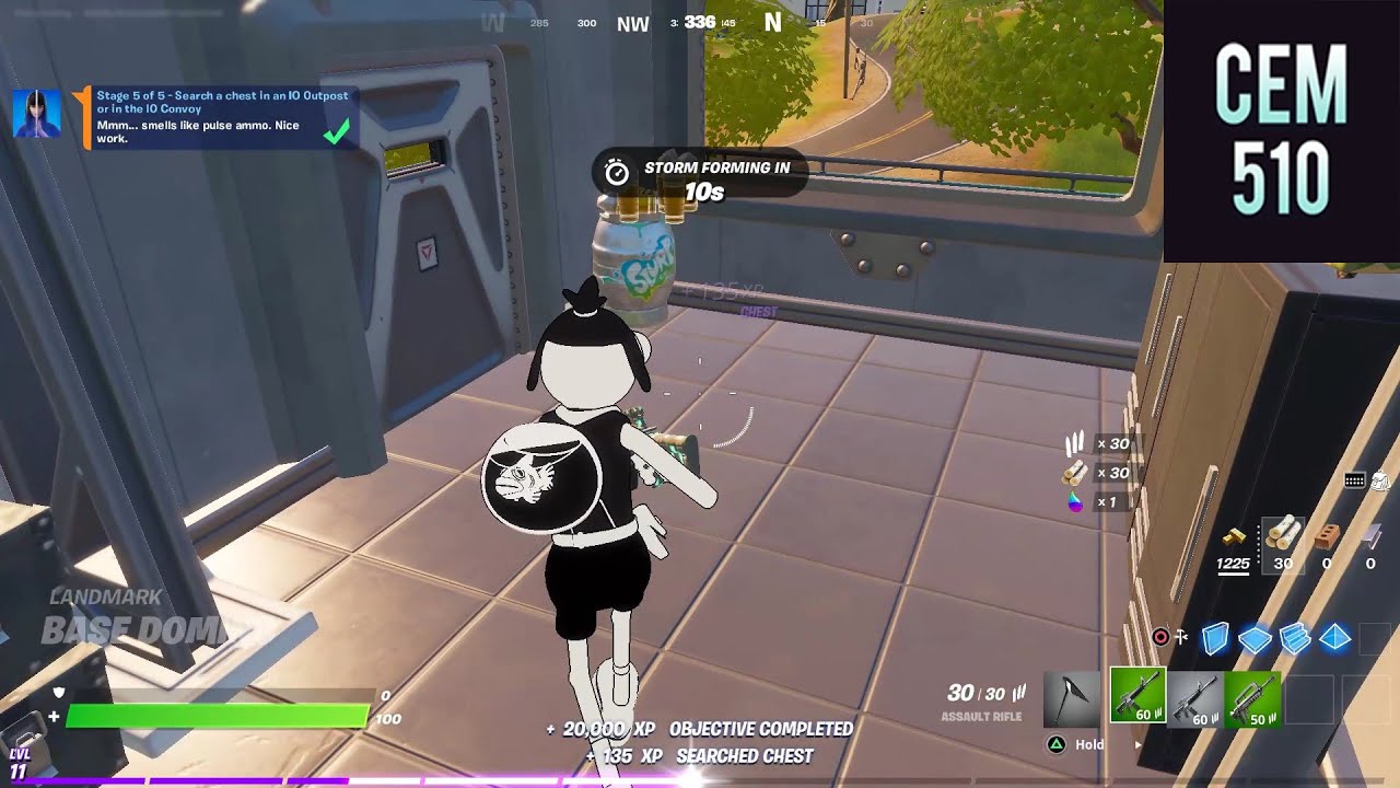 Search a chest in an IO Outpost or in the IO Convoy Fortnite Charlotte