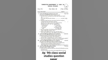 ap 9th class fa2 social studies question paper #social #socialscience #9th