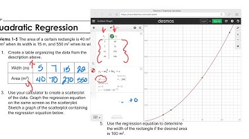 Quadratic regression using Desmos