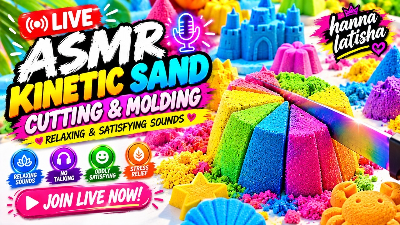 Oddly Satisfying Kinetic Sand Art Cutting 🔪 Rainbow Layer Drops | Sleep Triggers